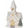 MagicHome Dekorácia Kostol 3 LED žltá keramika 2xAAA interiér 17x11x27 cm