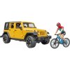 Bruder 2543 Jeep Wrangler Rubicon Unlimited s horským bicyklom a cyklistom