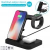 AppleMix Stojan / bezdrôtová nabíjačka Qi 3v1 - 2x Apple iPhone / AirPods s Qi + hodinky - pevný - čierny