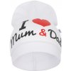 Detská čiapočka New Baby I Love Mum and Dad biela 3-9 m
