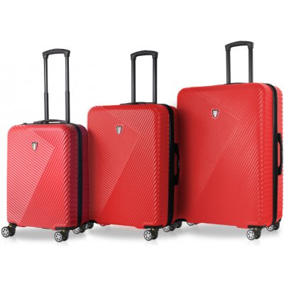 TUCCI T-0118/3 Súprava cestovných kufrov ABS - červená - 122 L / 79 L + 35% EXPANDER / 46 L