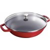 Wok Staub s pokrievkou 30 cm červený