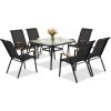 Garden Point Modena/Bitonto Wood čierny záhradný stolový nábytok pre 6 osôb so štvorcovým stolom