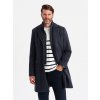 Ombre Unzipped men's wool coat - navy blue čierna XL Ombre 5902228972389