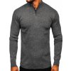 Bolf pánsky sveter so stojačikovým golierom S8274 grafitový