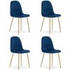 Set štyroch jedálenských stoličiek PADVA zamatové modré / hnedé nohy (4 ks)