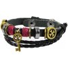 Beauty 6512 Kožený náramok s príveskami, čierno-bordový unisex