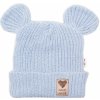 Baby Nellys Pletená bavlněná čiapka s uškami, dvojvrstvová, Hand Made Baby Nellys, modrá Velikost koj. oblečení: 80/86 (12-18m)