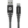 Swissten 71543010 dátový Lightning, 60W / 3A / 1x USB-A(M) / 1x Lightning(M), 1,5m, šedý