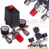 Tlakový spínač pre kompresory, 230V, Regulátor, 2x manometer, 2 x rýchlospojka