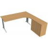Hobis Pracovný stôl Flex, ergo, ľavý, 180x75,5x200,0 (80x40) cm, buk/kov