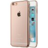 Luxusné puzdro iPhone 6 plus, 6S plus ultra tenké priesvitné s ružovým rámikom