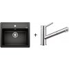 Blanco SET 07-D 24 drez silgranit LEGRA 6 58,5x50 cm Čierna+batéria Kano-S Chróm 526084+521503