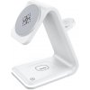 AppleKing b17 3v1 magnetický bezdrôtový stojan s podsvietením pre iPhone / Apple Watch / AirPods - 15W - biely - možnosť vrátiť tovar ZADARMO do 30tich dní