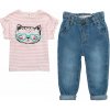 Dievčenská súprava - tričko a džínsové nohavice, Minoti, Purrfect 1, ružová - 86/92 | 18-24m