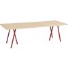 Stôl Loop Stand zosilnená lakovaná doska stola dekor dub červené nohy 250 cm