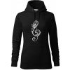 Husľový kľúč kvety - Mikina dámská Cape s kapucí - XL ( Čierna )