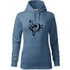 Husľový kľúč srdce - Mikina dámská Cape s kapucí - XL ( Denim )