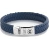 Rebel&Rose Modrý kožený náramok Braided Flat 925 Blue RR-L0151-S 19 cm - L