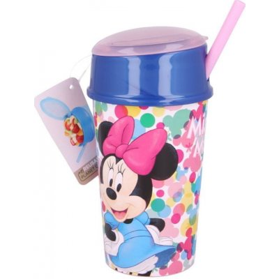 Stor Pohár s vekom a slamkou MINNIE MOUSE Snack 51101 400 ml