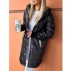 Fashionweek IT-Hestia Dlhá dámska prešívaná bunda s kapucňou Čierna