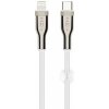 Nabíjací a dátový opletený kábel FIXED s konektormi USB-C/Lightning a podporou PD, 1,2 m, MFI, biely