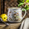 Porcelánový hrnček s čajovým infúzerom a vekom DUO WILD BIRDS BIELY 430 ml