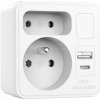 Rozbočovacia zásuvka s nočným svetlom, 2× zásuvka + 4× USB, biela, ADAT-FR-12