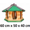 MKSTOR Drevené kŕmitko pre vtáky 60cmx50x40cm, vtáčia búdka so zásobníkom jedla, zelená