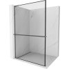 Mexen Kioto+ L, sprchová zástena Walk-In s poličkou a vešiakom 110 x 200 cm, 8mm číre sklo čierny vzor, grafitový profil, 800-110-123-66-70