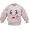 Eevi detská velúrová mikina Hi Reindeer béžová