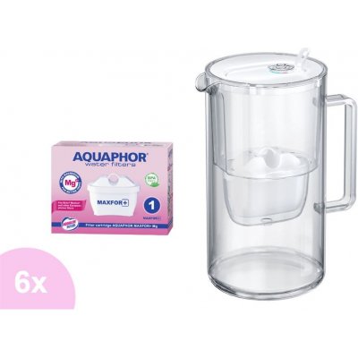 Aquaphor Glass filtračná sklenená kanvica biela + 6 ks filtra Maxfor+ Mg