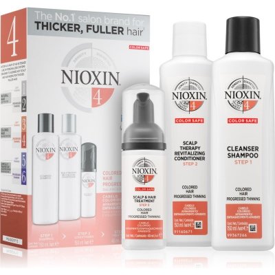 Nioxin System 4 jemný šampón pre farbené a poškodené vlasy 150 ml + hĺbkovo vyživujúci kondicionér pre farbené a poškodené vlasy 150 ml + kúra pre výrazne rednúce, jemné a chemicky ošetrené vlasy 40 m