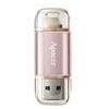 Apacer USB flash disk OTG, USB 3.0, 64GB, AH190, ružový, AP64GAH190H-1, USB A / Lightning, s krytkou