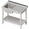 Stůl s jednokomorovým dřezem z levé strany a policí 1500x700x850 mm | STALGAST, 980707150 inox