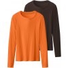 esmara® Tričko s dlhým rukávom 2 kusy tmavohnedá oranžová