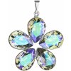 Evolution Group Prívesok bižutéria so Swarovski krištáľmi zelený fialový kvietok 54037.5