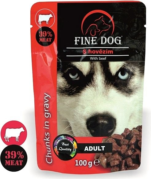 Fine Dog Adult hovězí v omáčce 22 x 100 g