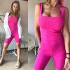Sim Fashion rebrované crop tielko Nelly cyklamenová
