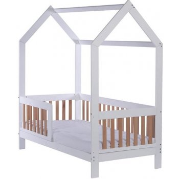 Drewex Dětská buková postel se zábranou Casa Bambini 160x80x174 cm