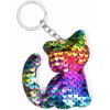 Kľúčenka mačka s dúhovými flitrami