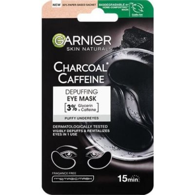 Garnier Skin Naturals Charcoal Caffeine Depuffing Eye Mask osviežujúca maska na očné okolie s aktívnym uhlím a kofeínom 5 g