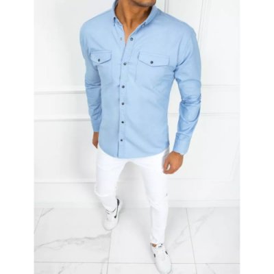 Pánska bledomodrá džínsová košeľa (dx2356) blue