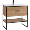 CMD Skrinka do kúpeľne BROOKLYN 821 dub craft zlatý/čierny mat MDF/laminát 80 cm x 82 cm x 46 cm