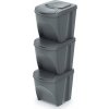 Prosperplast SORTIBOX Sada 3 odpadkových košov 3 x 25 l, šedý kameň IKWB25S3