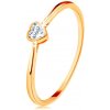 Šperky eshop - Lesklý zlatý prsteň 585 - číre zirkónové srdiečko s lesklým lemom S3GG198.59 - Veľkosť: 53 mm