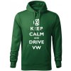 T-ričko Keep calm and drive Volkswagen pánska mikina Farba potlače: Biela, Veľkosť: L, Farba mikiny: Kráľovská Modrá