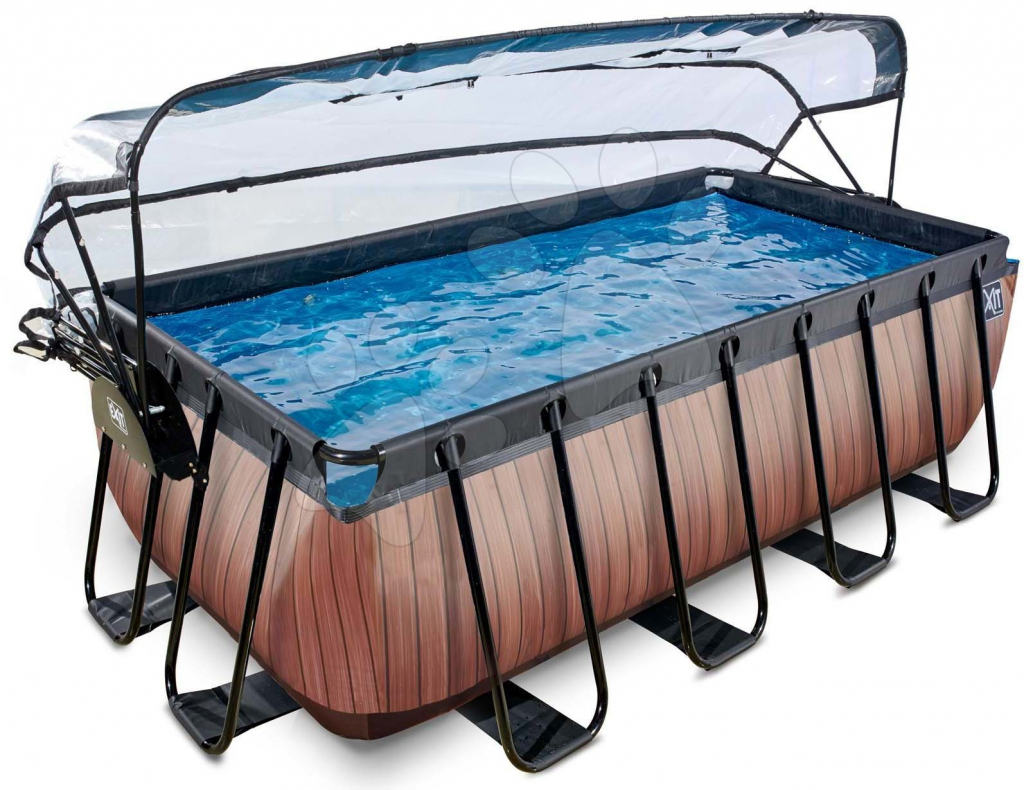 Exit Toys Wood pool Bazén s krytom pieskovou filtráciou a tepelným čerpadlom 400x200x122 cm