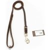 Vodítko výstavné (predvádzacie) s uškom, 12mm/130cm, chrómová karabína, koža, hnedé