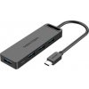 Hub 5in1 with 4 Porty USB 3.0 a USB-C cable Vention TGKBD 0,5m Black